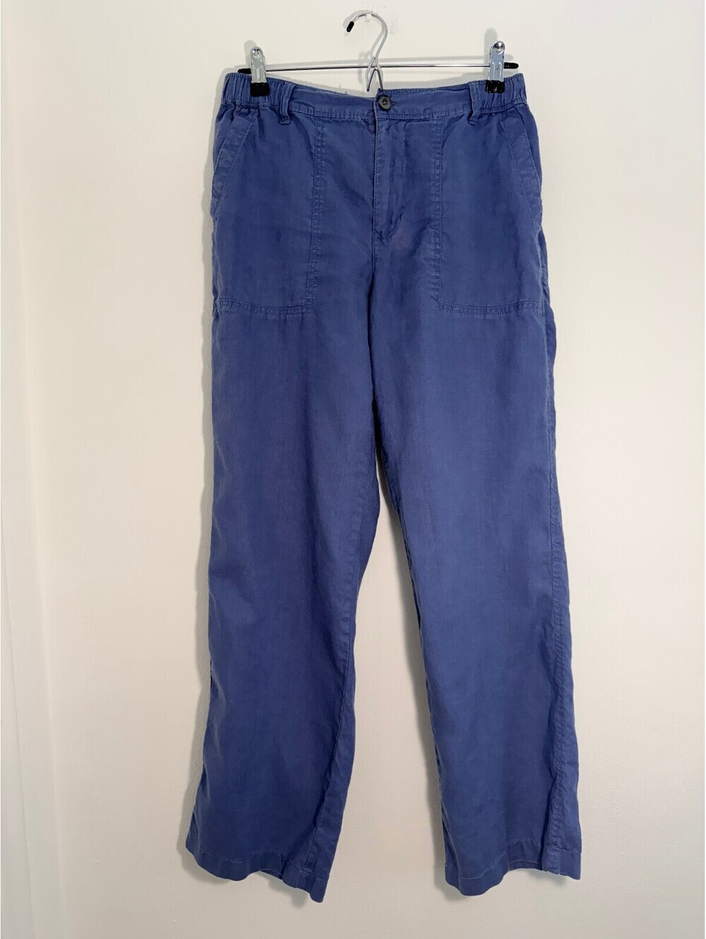 Tasso Elba Island 100% Linen Blue Pull On Wide Leg Pants Small 29-31 Waist